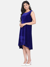 Velvet High Low Evening Dress- Royal Blue