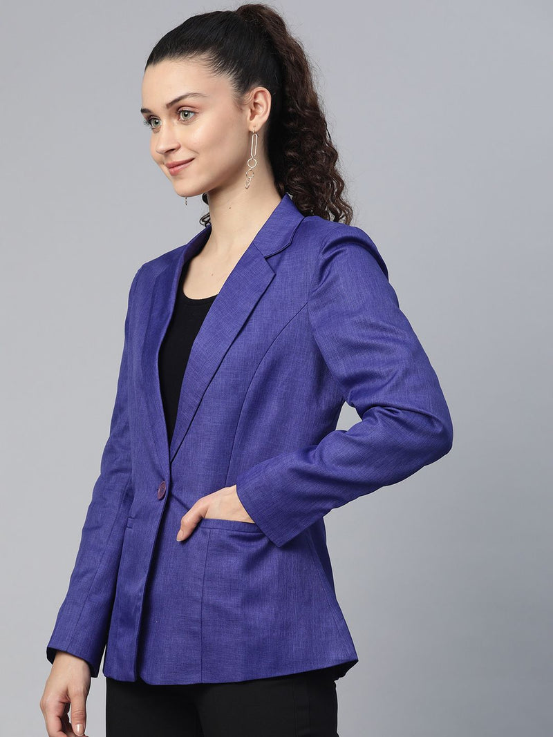 Notched collar  blazer - Royal Blue