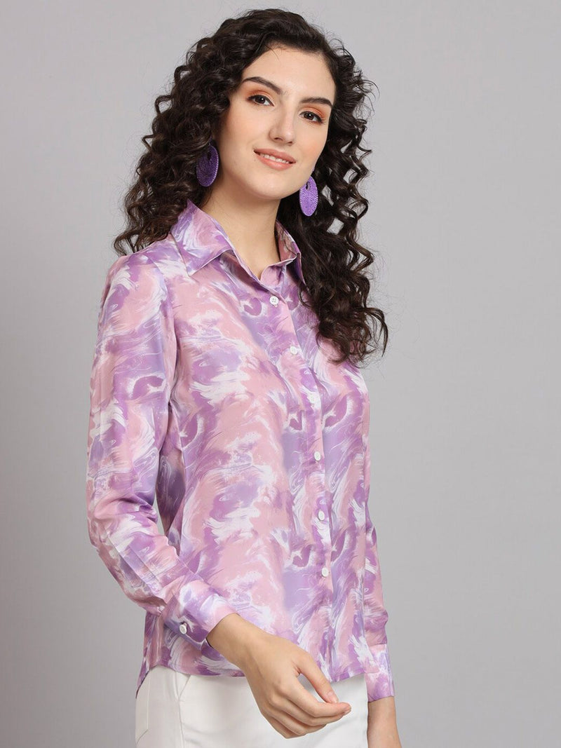 Marble Printed  Shirt - Lavender