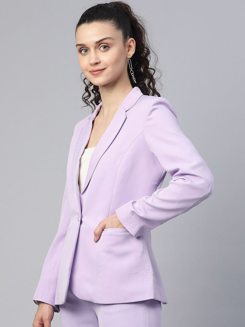 Single Button Light Weight Stretch Blazer - Lavender