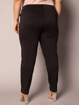 Mid Waist Stretch Slim fit Pants - Black