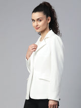 Notched Lapel Light Weight Stretch Jacket - White