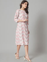 Printed Sheath Dress- Pink