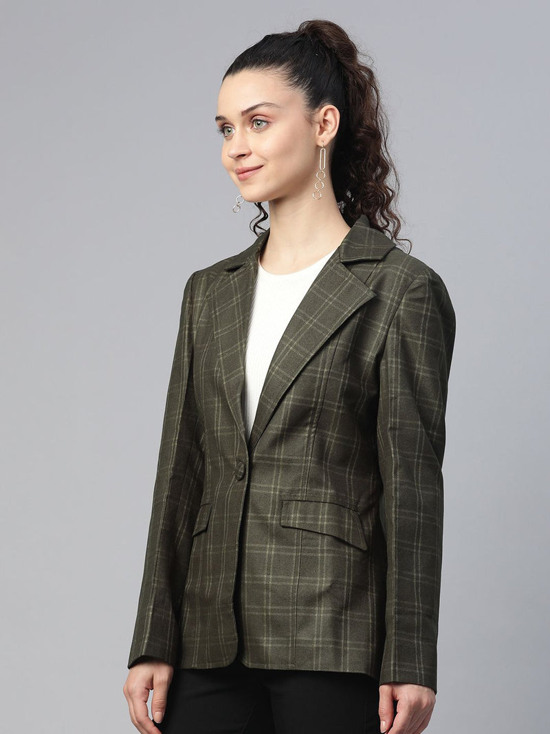 Checkered Tweed Jacket - Bottle Green