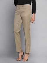 Poly Cotton Mid Waist Regular Fit Pants - Bamboo Beige