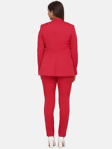 Single Button Blazer for Women- Red