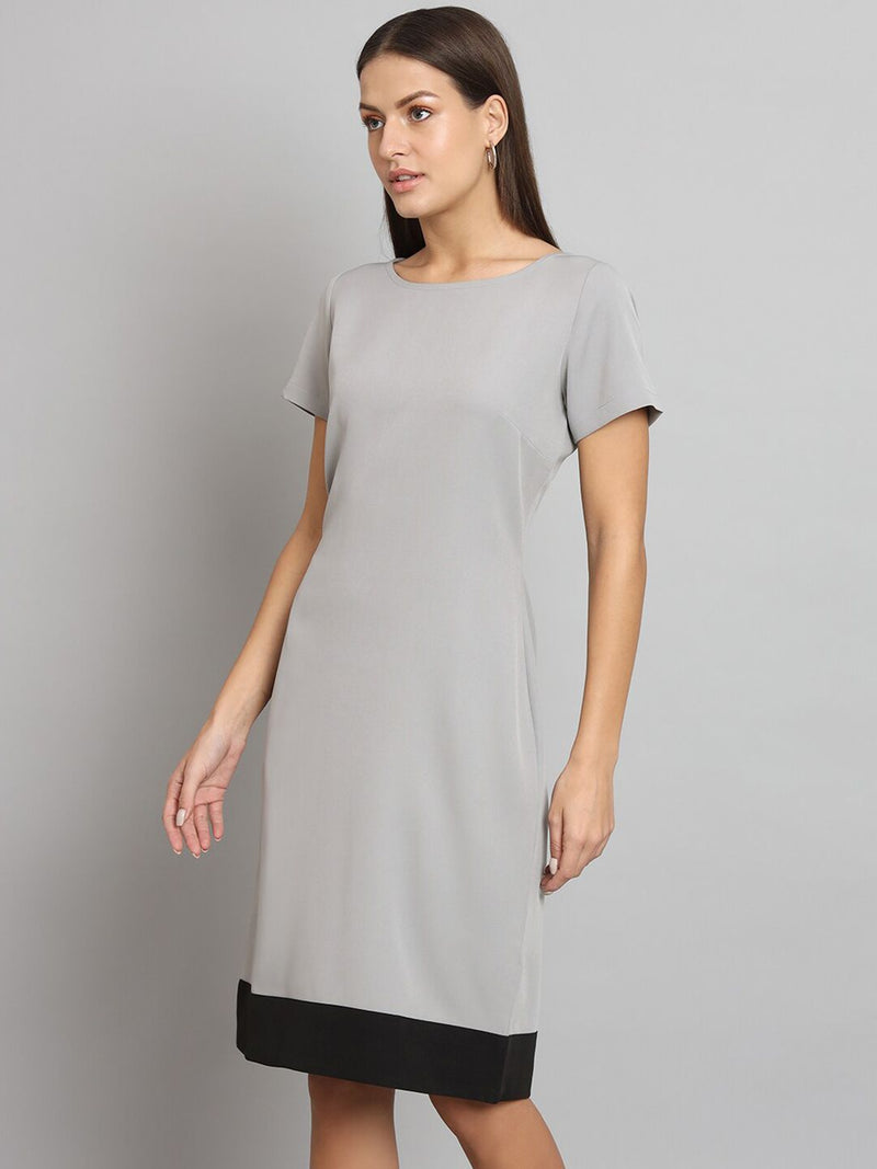 Stretch Color blocked Dress- Grey