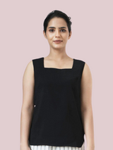 Poly Moss Black Square Neck Camisole on model, stylish and versatile.