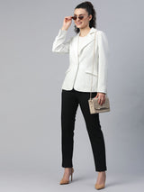 Notched Lapel Light Weight Stretch Jacket - White