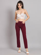 Regular Fit Mid Waist Trouser - Maroon