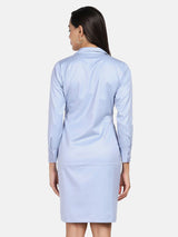 Business Formal Stretch Button Down Dress - Light Blue