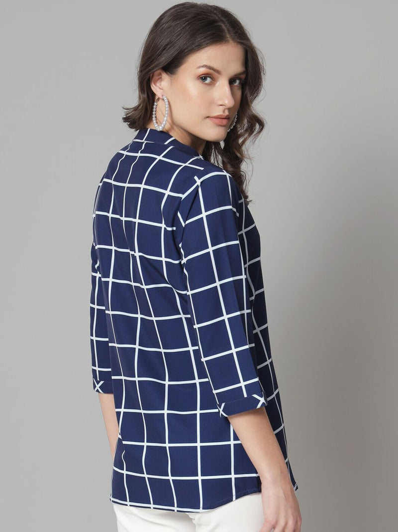 Mandarin Collar Top- Blue