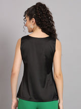 Sleeveless Satin Top - Black