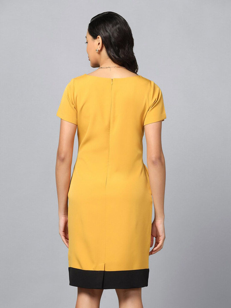 Stretch Sheath Dress- Mustard