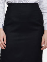 Poly Cotton Straight Skirt - Black