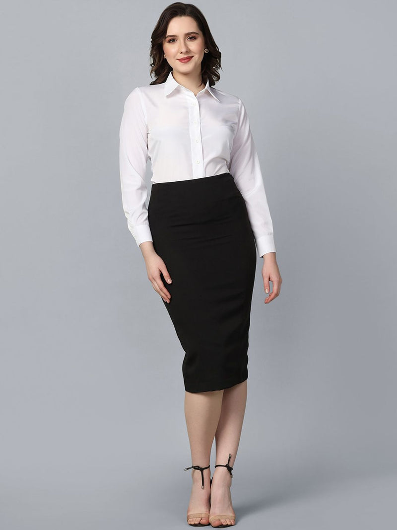 Stretch Pencil Skirt- Black