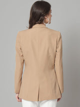 Single Button Notch Collar Blazer - Beige