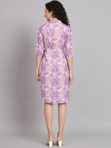 Wrap Around Marble Print Dress - Lavender