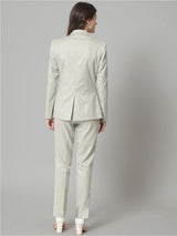 Poly Cotton Notch Collar Pant Suit - Sage Green