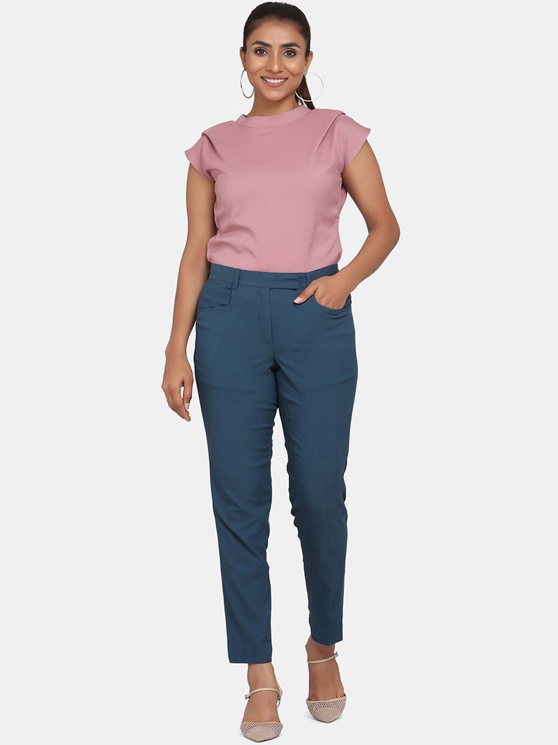 Toko Twill Formal Trouser for Women - Teal Blue