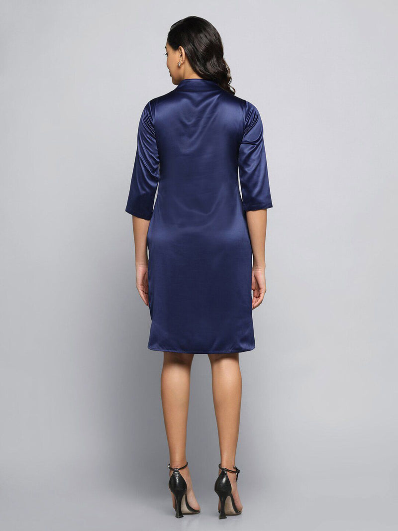 Satin party dress - Navy Blue