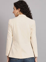 Colour Block Notch Collar Polyester Blazer - Maroon and Off White