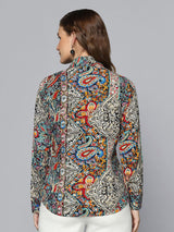 Rayon Printed Multicolor Regular Fit Collared Shirt