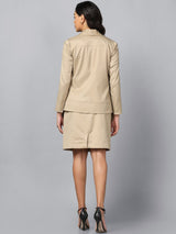 Open Front Shawl Lapel Blazer - Hazel Wood Beige