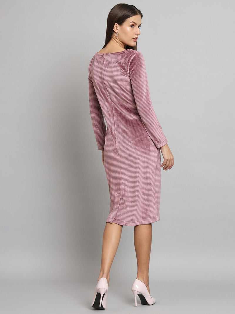 Stretch Velvet Dress- Dusty Pink