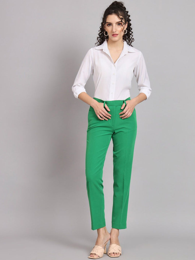 Regular Fit Mid Waist Trouser - Parrot Green