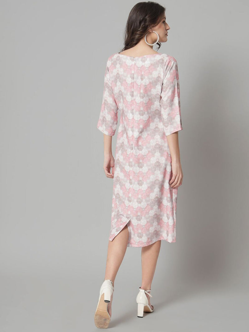 Printed Sheath Dress- Pink