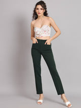 Regular Fit Mid Waist Trouser - Bottle Green