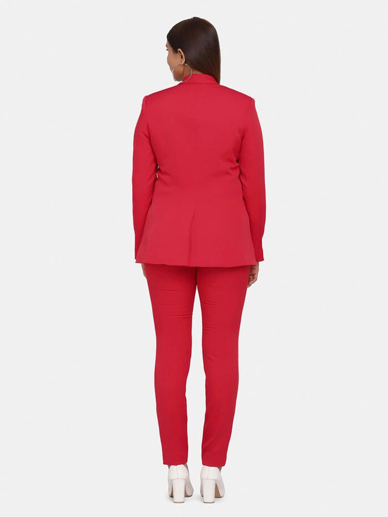 Women's Formal Stretch Pant Suit - Red