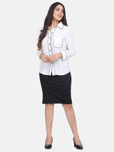 Regular Fit Poly Moss Collared Shirt - White