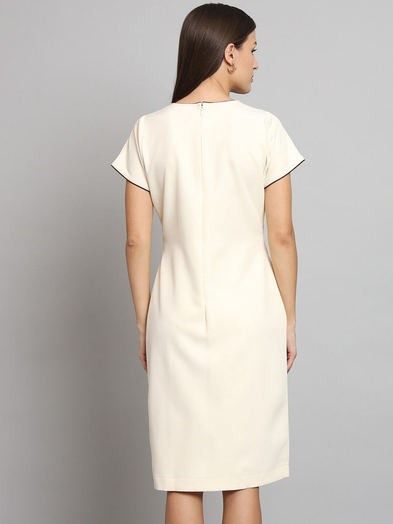 Piping Detailed dress- Off White