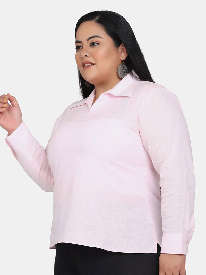 Cotton Linen Top - Baby Pink