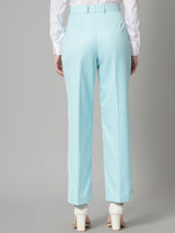 Poly Cotton Mid Waist Formal Trouser - Sky Blue