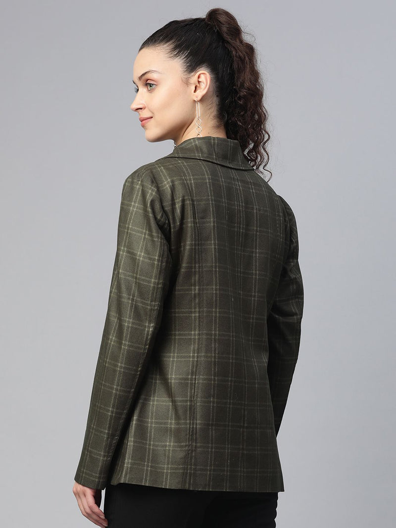 Checkered Tweed Jacket - Bottle Green