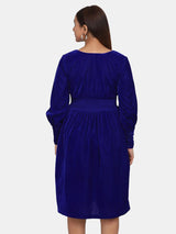 Velvet Evening Dress for Women - Royal Blue