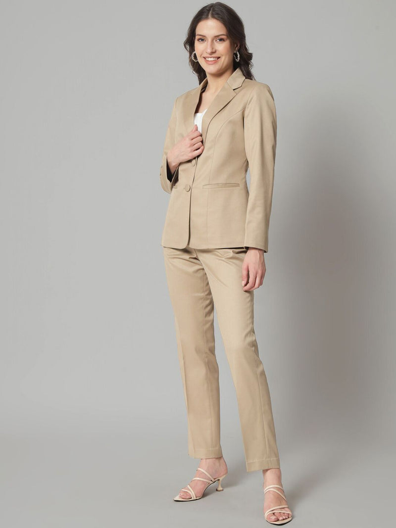 Poly Viscose Pant Suit - Beige