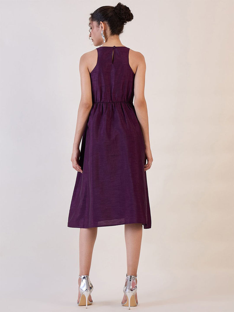 Purple Box Back Fit & Flare Dress