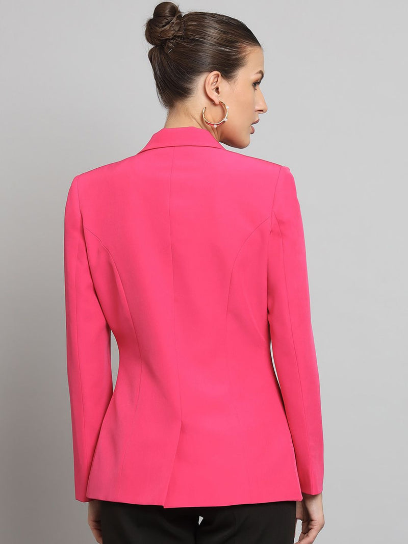 Notch Collar Stretch blazer- Hot Pink