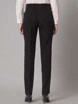 Slim Fit Mid Waist Stretch Pants- Black