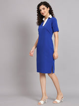 Casual Collared Dress - Ink Blue