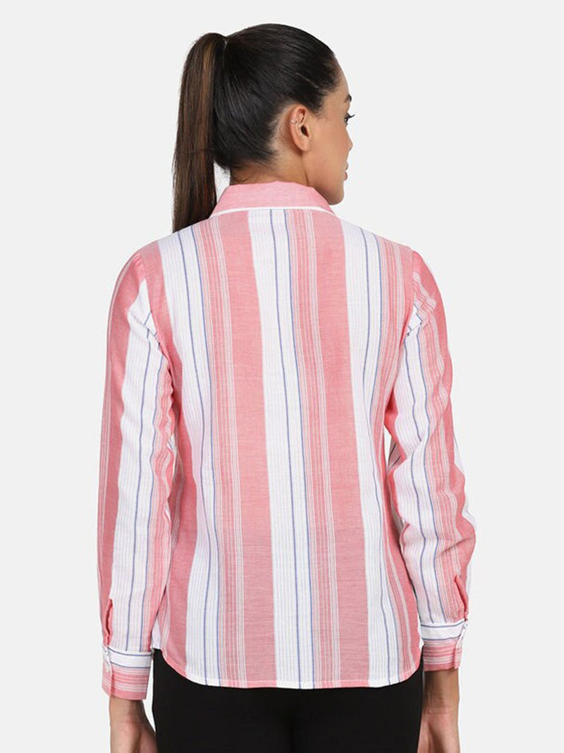 Striped Cotton Shirt - Peach