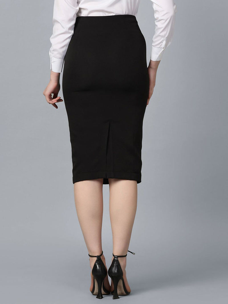 Stretch Pencil Skirt- Black