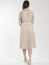 Poly Moss A line Skirt Suit - Beige