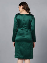 Satin party dress - Bottle green