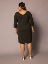 Stretch Knit Sheath Dress- Olive