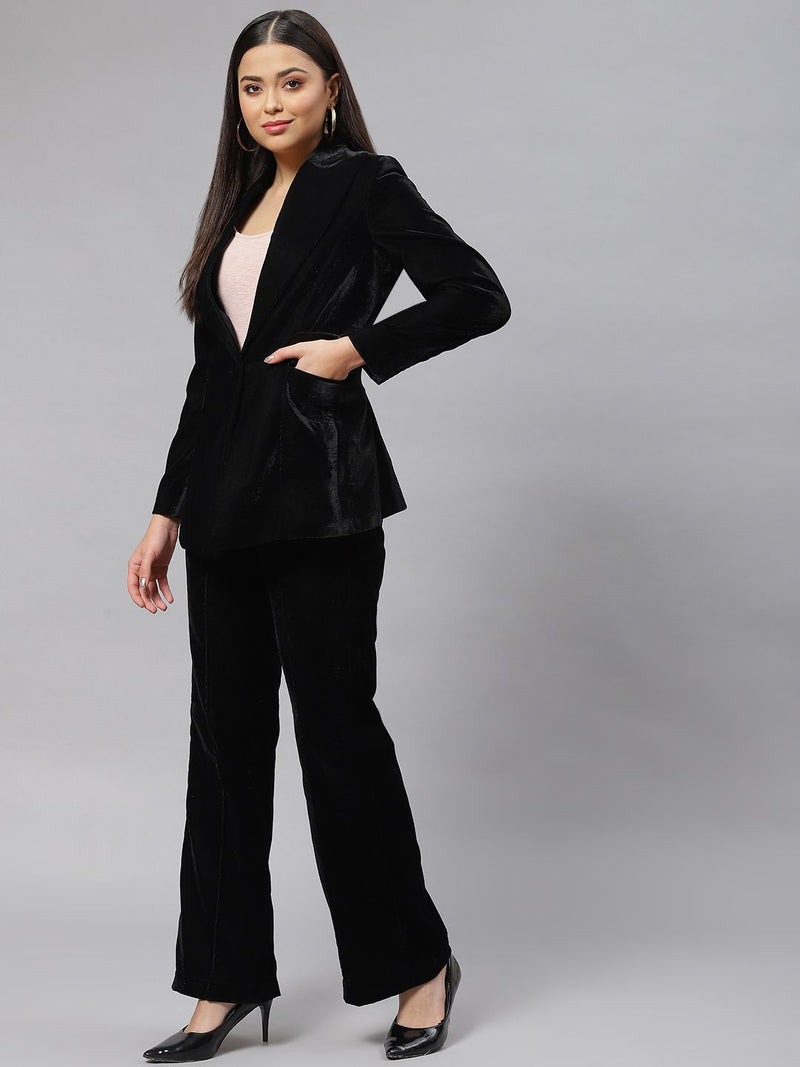 Velvet Pant Suit - Black